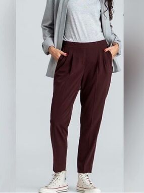 Ministry of Supply Womens Swift Drape Pant Maroon Burgundy size 10